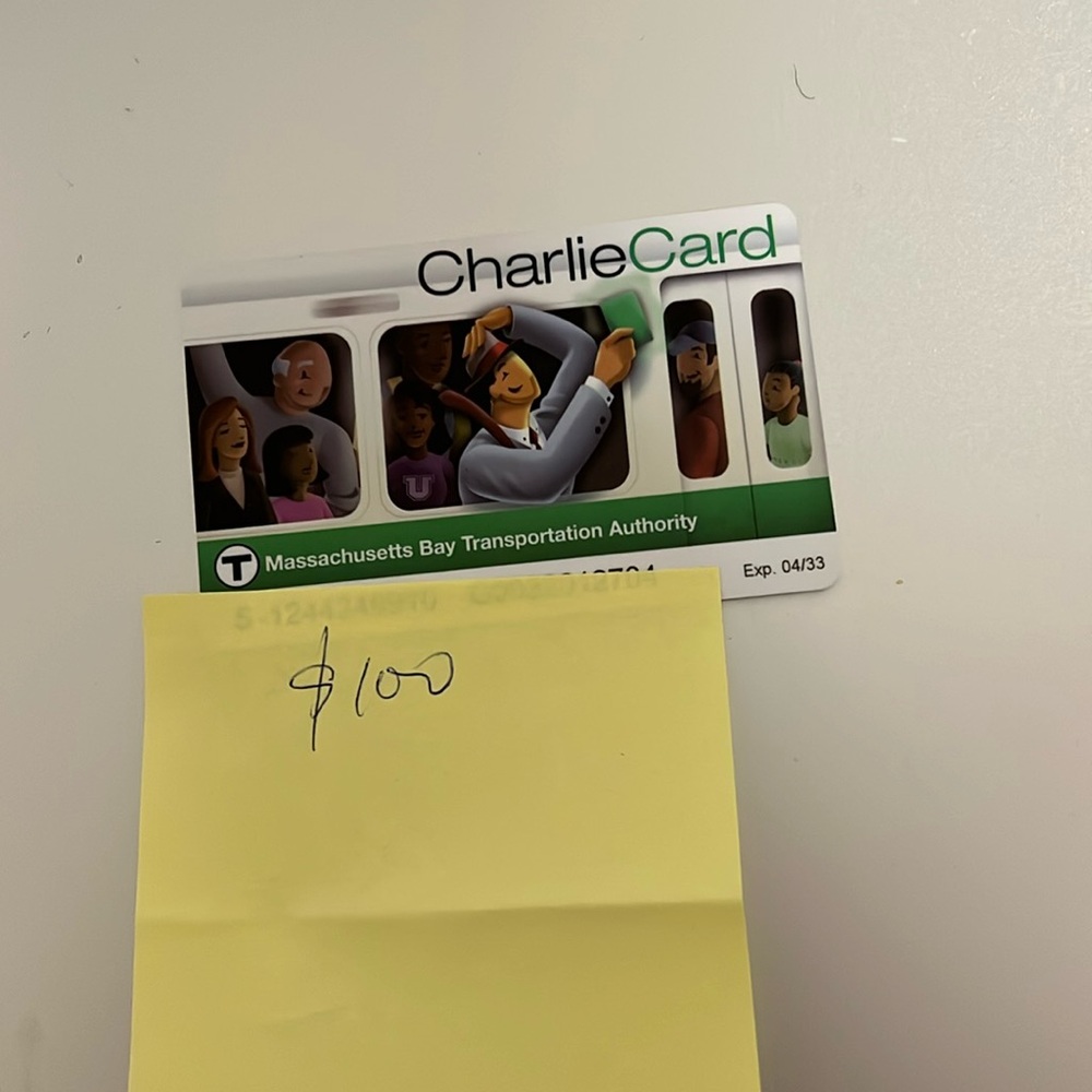 MBTA Charlie card with $100 value loaded